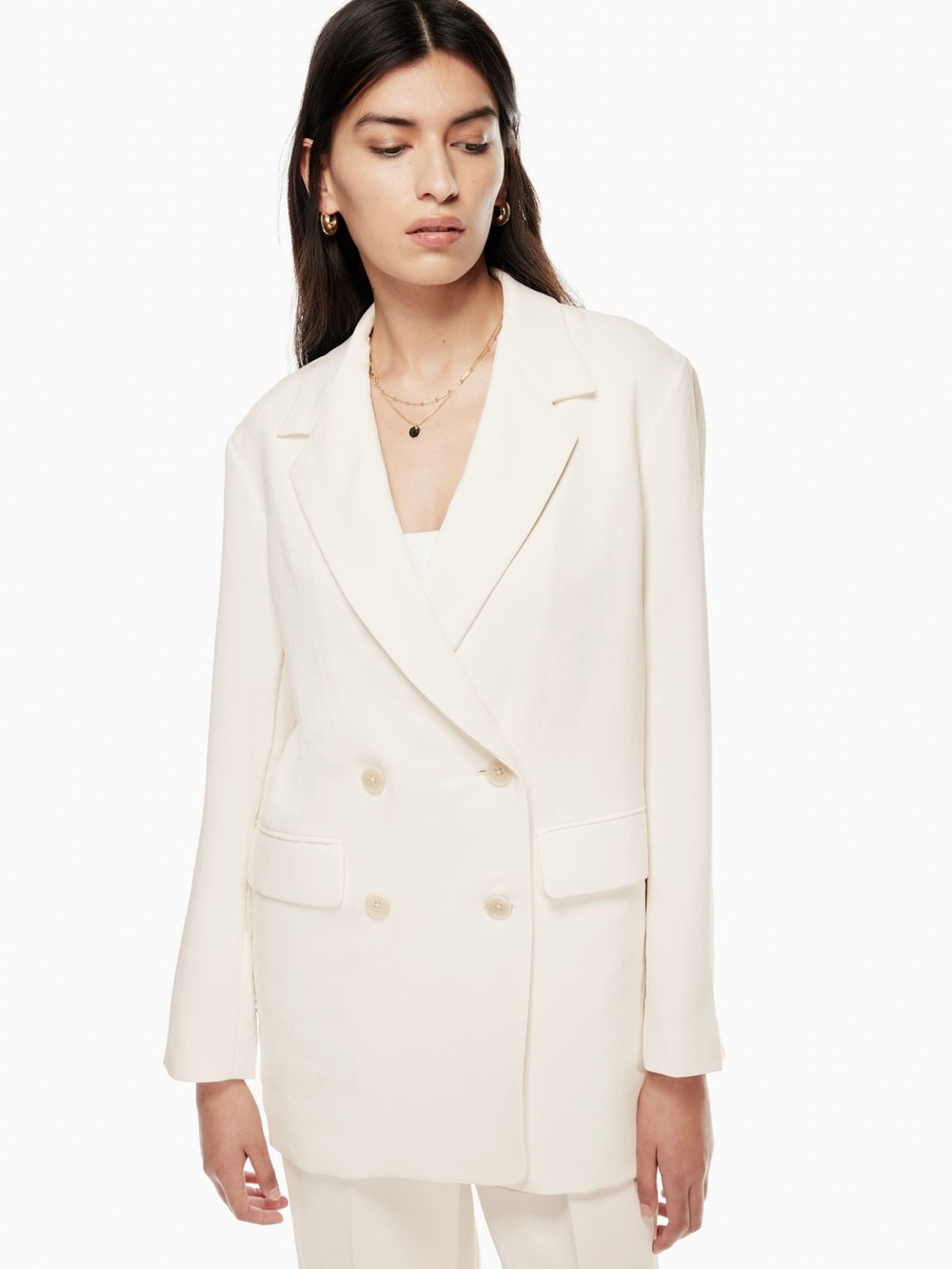 Wilfred Aritzia Cherrelle Oversized Blazer Cream Double Breasted Jacket